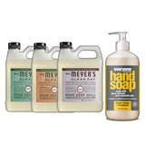 Liquid Hand Soap Refill, 1 Pack Basil, 1 Pack Geranium, 1 Pack Lavender, 33 OZ each include 1, 12.75 OZ Bottle of Hand Soap Meyer Lemon