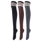 Lovely Annie Women's 3 Pairs Incredible Durable Super Soft Unique Over Knee High Thigh High Cotton Socks Size 6-9 A1022(Random)
