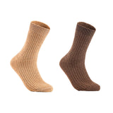 Lian LifeStyle Gorgeous Big Girls Women's 2 Pair Wool Crew Socks Size 6-9 FS03, Color (Beige,Brown)