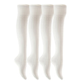 Lian LifeStyle Women's 4 Pairs Adorable Thigh High Cotton Socks LW1024 Size 6-9