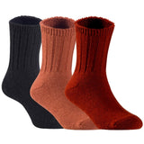 Children's Durable, Stretchable, Thick & Warm Wool Crew Socks. Perfect as Winter Snow Sock and All Seasons FS01, 3 Pair, Size 4Y-6Y, Black, Coffee, Wine