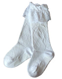 1 Pair Extra Soft Knee High Cotton Socks for Girls. Premium Quality Breathable Lightweight Perfect as Girls Athletic Socks Size(0Y-2Y) (White)