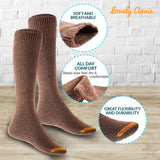 Lovely Annie 5 Pairs Cute Knee High Cotton Socks for Women. Cozy, Fluffy, and Fancy With a Wide Color And Size Range LA8212 Size 6-9 (Coffee)