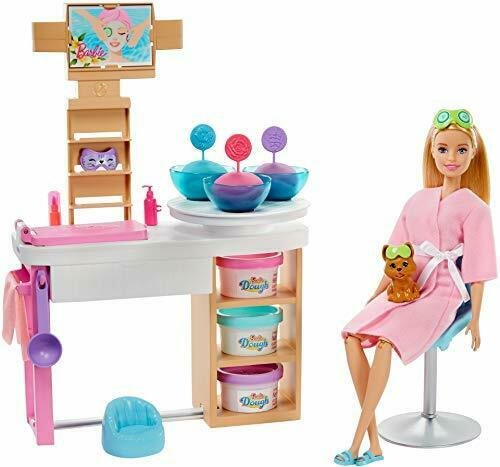 Barbie Face Mask Spa Day Playset with Blonde Barbie Doll, Puppy