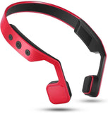 Lian LifeStyle Premium Bone Conduction Headphones Lightweight & Waterproof w/Mic & Bluetooth. Wireless Over-Ear Headset for Adults and Kids, Suitable for Sports, Gaming, Travel or Office (Red)