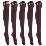 Lian LifeStyle Women's 5 Pairs Knee High Thigh High Cotton Socks Size 6-9 L1023