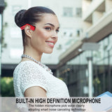 Lian LifeStyle Premium Bone Conduction Headphones Lightweight & Waterproof w/Mic & Bluetooth. Wireless Over-Ear Headset for Adults and Kids, Suitable for Sports, Gaming, Travel or Office (Red)