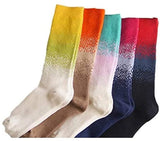 Lian LifeStyle Awesome Women's 5 Pairs Rainbow High Crew Cotton Socks Breathable, Fancy, and Cozy HR157231 Size 6-9 (Colors)