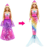 Barbie Dreamtopia 2-in-1 Princess to Mermaid Fashion Transformation Doll (Blonde, 11.5-in) with 3 Looks and Accessories, for 3 to 7 Year Olds