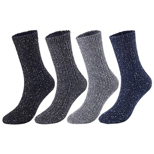 Women's&Big Girl's 4 Pairs Pack Fashion Soft Cotton Crew Socks Size 5-9 HR1614-4P4C-02(Black, Dark Grey, Grey, Navy)