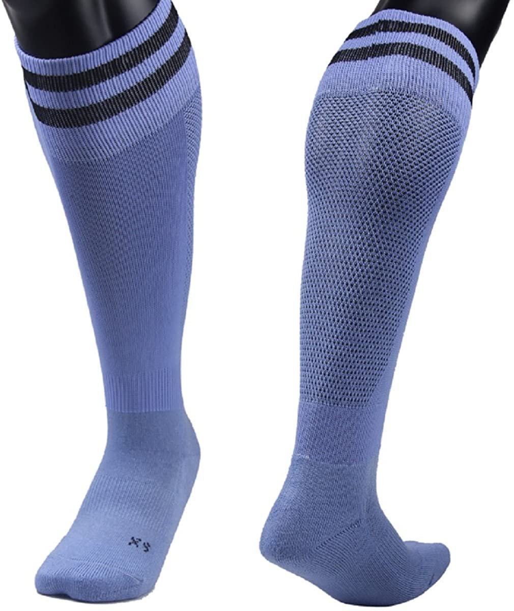 Lian Style Big Boys' 1 Pair Knee Length Sports Socks for Baseball/Soccer/Lacrosse XL003 M(Light Blue)