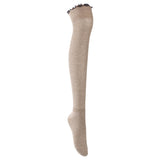 Lovely Annie Women's 4 Pairs Incredible Thigh High Cotton Boot Socks L1856 Size 5-11 4P4C-1(Dark Grey, Turmeric, Navy, Beige)