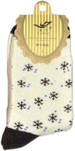 Lian LifeStyle 1 Pair Women’s Angora Lambs Wool Socks Snowflakes Size 7-9 Casual