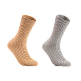 Lian LifeStyle Gorgeous Big Girls Women's 2 Pair Wool Crew Socks Size 6-9 FS03, Color (Beige,LightGrey)