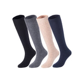 Lovely Annie Big Girl's & Women's 4 Pairs Knee High Wool Socks | Comfy, Cozy and Fancy Leg Warmer Stockings AFS05 Size 6-9(Black,Grey,Beige,Navy)