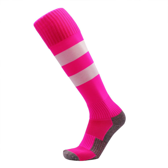 1 Pair Wonderful Women's Knee High Sports Socks. Perfect for Fitness, Gym and Any Workout or Sport Size 6-9 Size L MS1604001 (Rose w/ White Strip)
