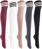 Lian LifeStyle Big Girl's Women's 5 Pairs Thigh High Cotton Socks Size 6-9 L1022