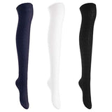 Lian LifeStyle Women's 3 Pairs Knee High Thigh High Cotton Socks Size 6-9 L1024