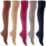 Lian LifeStyle Big Girl's Women's 5 Pairs Knee Thigh High Socks L1024 Size 6-9