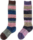 Lian LifeStyle Women's 2 Pairs Pack Cotton Mixed Color Knee High Socks Size 7-9