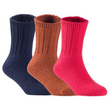 Children's Durable, Stretchable, Thick & Warm Wool Crew Socks. Perfect as Winter Snow Sock and All Seasons FS01, 3 Pair, Size 4Y-6Y, Navy, Coffee, Red
