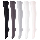 Lovely Annie Women's 5 Pairs Over Knee High Thigh High Cotton Socks A1024 Size 6-9