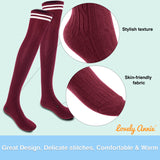Incredible Women's 4 Pairs Thigh High Cotton Socks Unique, Durable And Super Soft For Everyday Relaxed Feet LAJ1023 Size 6-9 (Wine)