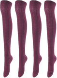 Lovely Annie Women's 4 Pairs Knee High Thigh High Cotton Socks A1024 Size 6-9