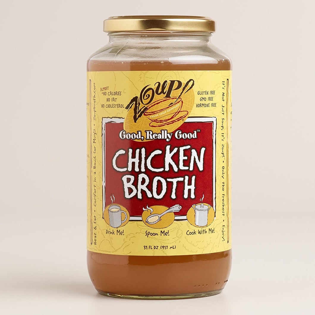 Broth Chicken, Soup, Drink Me, Spoon Me, Cook With Me, No Calories, No Fats, No Cholesterol, Gulten Free, GMO Free, Hormone Free, Pack of 6, 31 Fl OZ Per Pack