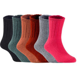 Children's Durable, Stretchable, Thick & Warm Wool Crew Socks. Perfect as Winter Snow Sock and All Seasons FS01, 6 Pair, Size 4Y-6Y, Black, Navy, Coffee, Wine, Grey, Red