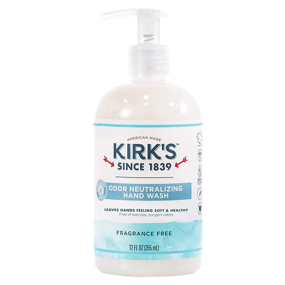 Kirk'S Odor Neutralizing Hydrating Hand Soap, Fragrance Free, 12 Ounce