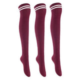 Lian LifeStyle Women's 3 Pairs Over Knee Thigh High Cotton Socks Size 6-9 L1023