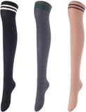 Lovely Annie Women's 3 Pairs Over Knee High Thigh High Cotton Socks Size 6-9 A1023