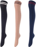 Lovely Annie Women's 3 Pairs Over Knee High Thigh High Cotton Socks Size 6-9 A1023