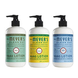 Mrs. Meyers Clean Day Hand Lotion, 1 Pack Basil, 1 Pack Honeysuckle, 1 Pack Rainwater, 12 OZ each