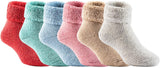 Lian LifeStyle Girl's 6 Pairs Extra Thick Wool Boot Socks Crew Plain Color LK01 (0Y-5Y)