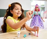 Barbie Princess Adventure Daisy Doll in Princess Fashion (12-inch Curvy) with Pink Hair, Pet Kitten, Tiara, 2 Pairs of Shoes and Accessories, for 3 to 7 Year Olds, Multi (GML77)