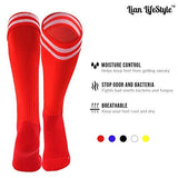 Lian LifeStyle Exceptional Adult's 2 Pairs Knee High Sports Socks for Soccer, Softball, Baseball, Many Other Sports XL002 Size XXS Red