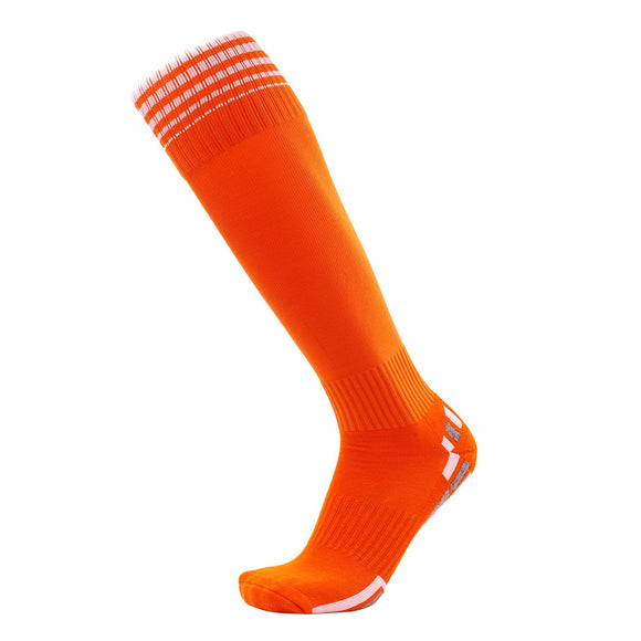 1 Pair Fantastic Men Knee High Sports Socks. Cozy, Comfortable, Durable and Health Supporting Size 6-9 MS1604004 (Orange w/ White Strip)