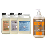 Liquid Hand Soap Refill, 1 Pack Geranium, 1 Pack Lavender, 1 Pack Rain water, 33 OZ each include 1, 32 OZ Bottle of Bath & Shower Gel Soap, Citrus/Mint