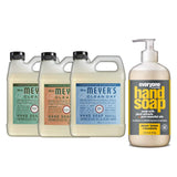 Liquid Hand Soap Refill, 1 Pack Basil, 1 Pack Geranium, 1 Pack Rain water, 33 OZ each include 1, 12.75 OZ Bottle of Hand Soap Meyer Lemon