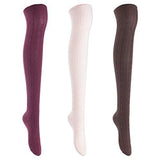 Lian LifeStyle Women's 3 Pairs Knee High Thigh High Cotton Socks Size 6-9 L1024