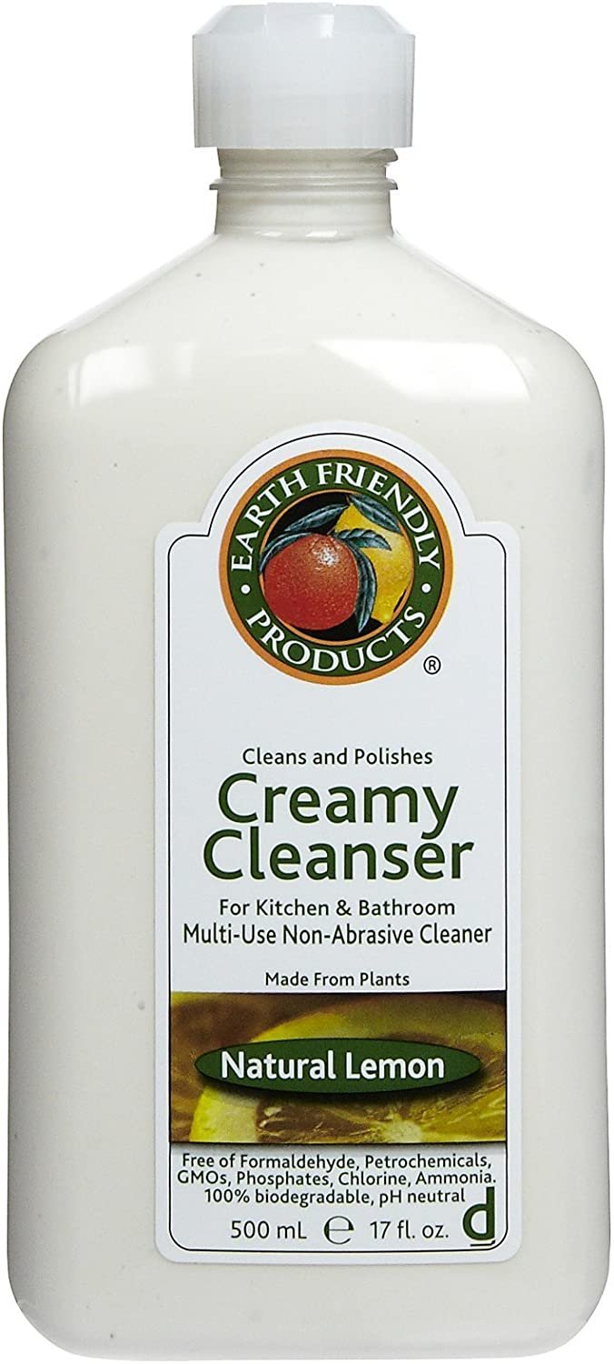 Creamy Cleanser, Non-Abrasive, For Kitchen and Bathroom, Plant Drived, Natural Lemon, Non GMO, No Phosphates, Pack of 5, 17 Fl OZ Per Pack