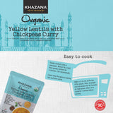 ORGANIC Ready to Eat Indian Meals- Yellow Lentils w/ Chickpeas Curry - 10oz Pouches | Non-GMO, Vegan, Gluten Free & Kosher | Authentic Cuisine in 90 Seconds, 1-Pack