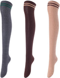 Lovely Annie Women's 3 Pairs Over Knee High Thigh High Cotton Socks Size 6-9 A1023
