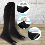 Lovely Annie 5 Pairs Cute Knee High Cotton Socks for Women. Cozy, Fluffy, and Fancy With a Wide Color And Size Range LA8212 Size 6-9 (Black)