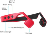 Lian LifeStyle Premium Bone Conduction Headphones Lightweight & Waterproof w/Mic & Bluetooth. Wireless Over-Ear Headset for Adults and Kids, Suitable for Sports, Gaming, Travel or Office (Red)