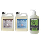 Mrs. Meyers Clean Day Liquid Hand Soap Refill, 1 Pack Lavender, 1 Pack Rain water, 33 OZ each include 1 12.75 OZ Bottle of Hand Soap Spearmint + Lemongrass