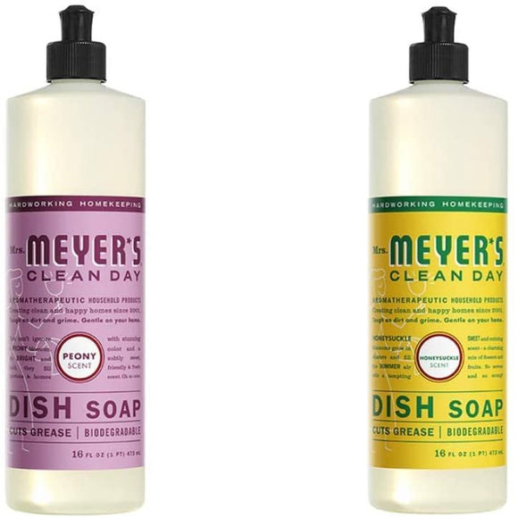 Mrs. Meyers Clean Day Liquid Dish Soap, 1 Pack Peony, 1 Pack Honeysuckle , 16 OZ each