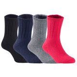 Children's Durable, Stretchable, Thick & Warm Wool Crew Socks. Perfect as Winter Snow Sock and All Seasons FS01, 4 Pair, Size 4Y-6Y, Black, Navy, Grey, Red